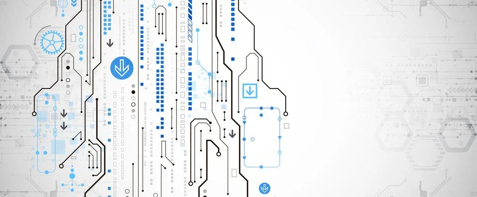 Modern futuristic, engineering, science, technology vector background. Circui Illustrazione stock