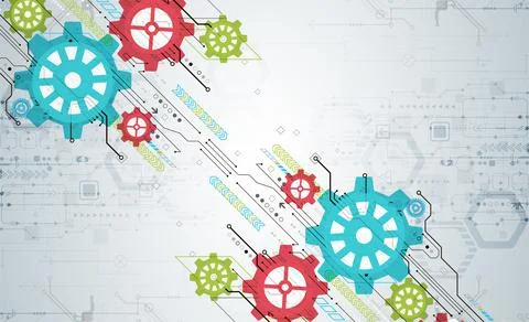 Modern futuristic, engineering, science, technology vector background. Circui Illustrazione stock