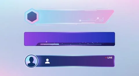 Modern futuristic lower third banner lower third set featuring a glowing ne.. Stock Illustration