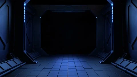 Modern futuristic sci-fi background, Spaceship interior video loop Stock Footage 204707747