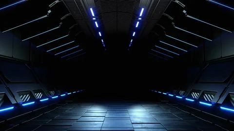 Modern futuristic sci-fi background, Spaceship interior video loop Stock Footage 204707750