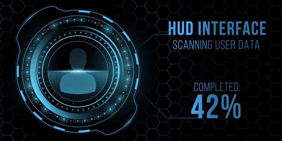 Modern futuristic user interface. Scanning human data. UI HUD display with cy Stock Illustration