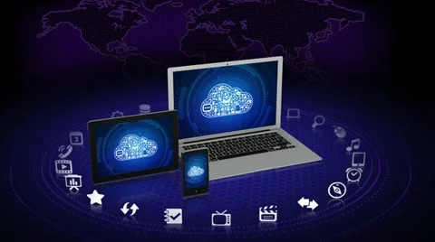 Modern gadgets in cloud computing concept Stock Footage 12203225