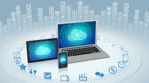 Modern gadgets in cloud computing concept Vidéo 12293113