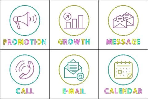 Modern Gadgets Functions Linear Round Icons Set Illustrazione stock