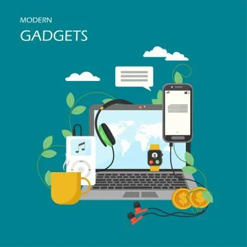Modern gadgets vector flat style design illustration Stock Illustration