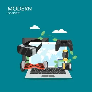 Modern gadgets vector flat style design illustration Stock Illustration