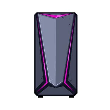 Modern gaming computer desktop tower pc case Illustrazione stock