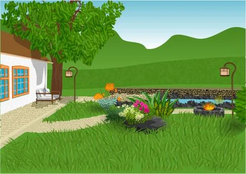 Modern garden Stock Illustration