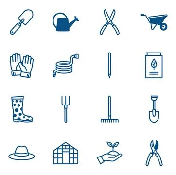 Modern Gardening Tools Icon Set for Farming and Landscaping Projects イラスト素材