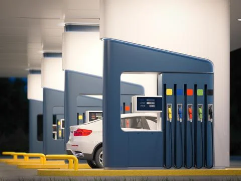 Modern gas station. 3d rendering Stock-Illustration