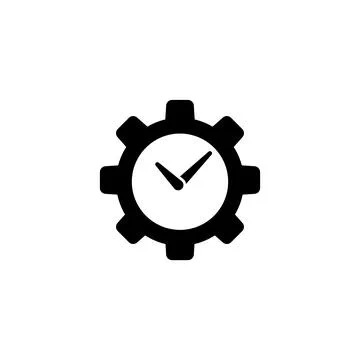 Modern gear clock icon symbolizing efficient time management Stock Illustration