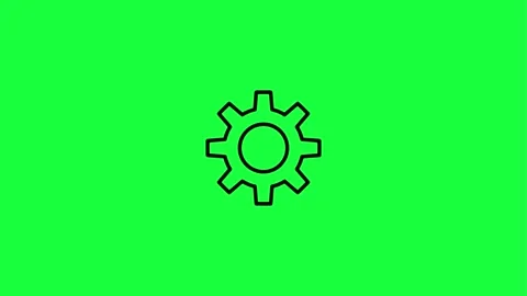 Modern gear icon on green background for tech and innovation projects Stock Footage 331506678