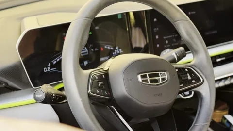 Modern Geely Car Steering Wheel Interior Stock Footage 346781423