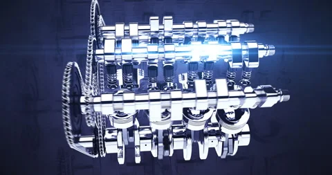Modern generic performance car revealing internal V8 engine in motion. Stock Footage 320635928
