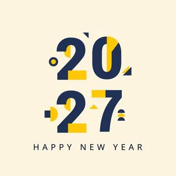 Modern Geometric 2027 Text Design with Abstract Shapes on Cream Background Illustration