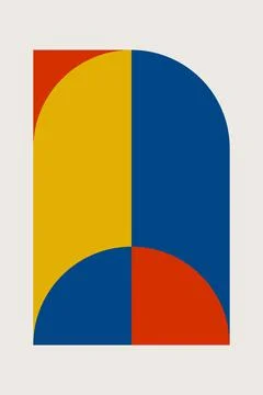 Modern Geometric Abstract Artwork with Bold Arches, Semicircles and Overlap.. Stock Illustration
