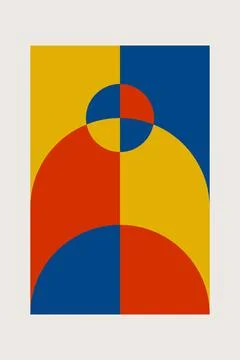 Modern Geometric Abstract Artwork with Bold Arches, Semicircles and Overlap.. Stock Illustration