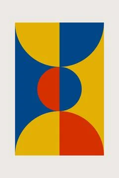 Modern Geometric Abstract Artwork with Bold Arches, Semicircles and Overlap.. Stock Illustration