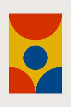 Modern Geometric Abstract Artwork with Bold Arches, Semicircles and Overlap.. Stock Illustration