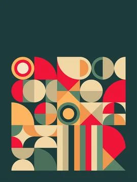 Modern Geometric Abstract Christmas Pattern with Bold Shapes and Blank Space Stock Illustration