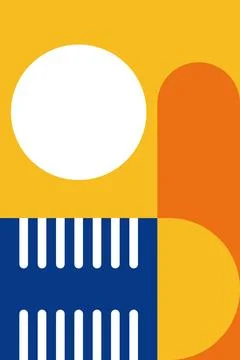 Modern Geometric Abstract Composition with Color Blocks, Circles, Arches an.. Stock Illustration