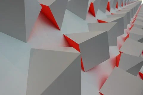 Modern Geometric Abstract Pattern with Red and White Accents 库存照片