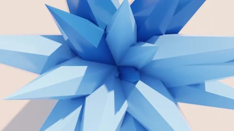 Modern Geometric Animation: Abstract Shape with Sharp Peaks of Blue and Cyan Video stock 274838197