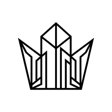 Modern geometric architectural tower crown minimal black logo. Stock Illustration