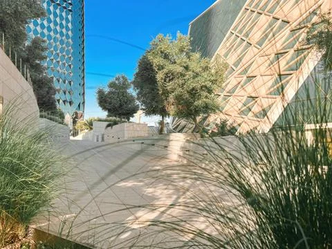 Modern Geometric Architecture at King Abdullah Financial District 스톡 사진