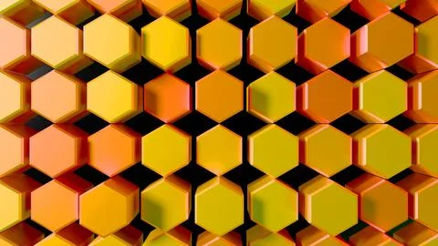 Modern geometric background with an organized flat layout of glossy 3D hexa.. Stock Illustration