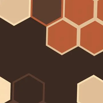 Modern Geometric Background with Warm Earthy Hexagon Shapes in Shades of Brown, Stock Illustration
