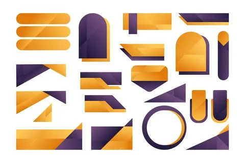Modern Geometric Banner Elements In Gold And Purple For Stylish Web And Gra.. Stock Illustration