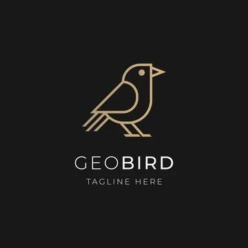 Modern geometric bird logo with elegant minimalist line art for premium bra.. Stock Illustration