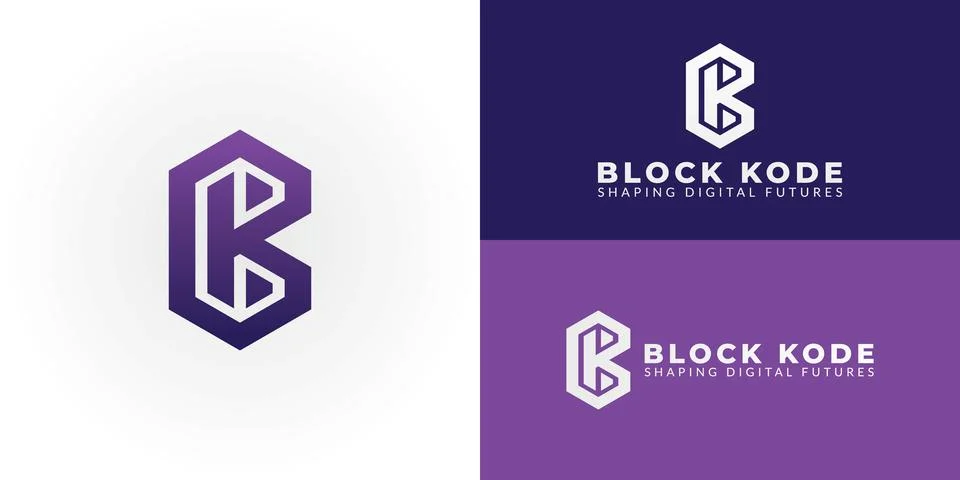 This modern geometric BK initial logo is designed within a hexagon shape Stock Illustration