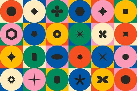 Modern geometric bold pattern. Bauhaus inspired minimalist primitive block Illustrazione stock