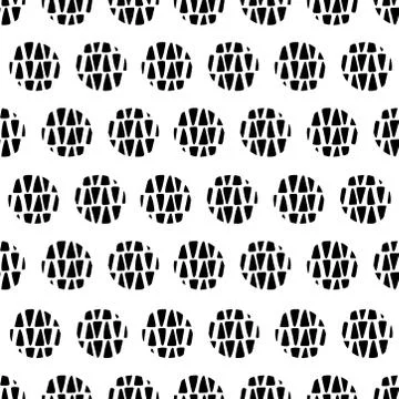 Modern geometric circle seamless texture in black and white. Seamless repeat Stock Illustration