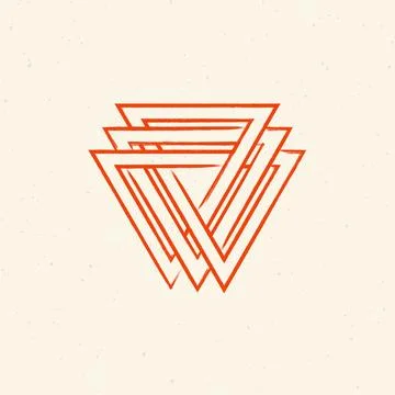 A modern geometric design featuring multiple orange triangles on a beige Illustration