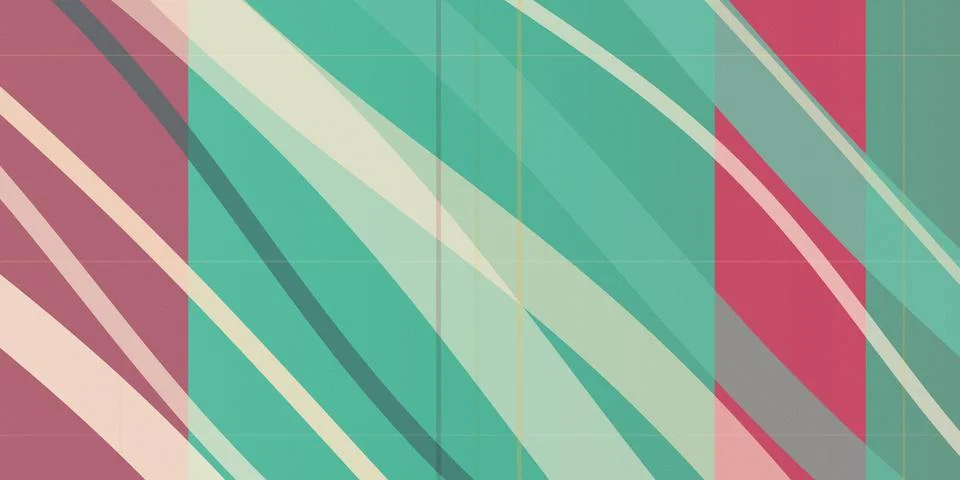 Modern geometric diagonal striped pattern with teal, pink, and cream tones,.. Stock Illustration