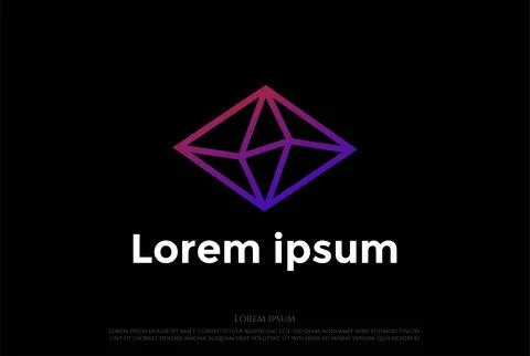 Modern Geometric Diamond Gem Stone Line Outline Logo Design Vector Illustrazione stock