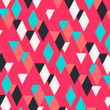 Modern Geometric Diamond Pattern with Vibrant Pink, Teal, and Grey Accents - 스톡 일러스트