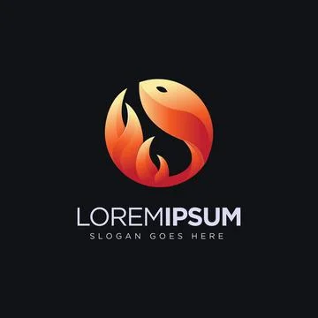 Modern geometric Fire fish logo icon with golden ration drawing style Stock Illustration