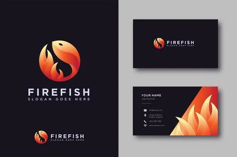 Modern geometric Fire fish logo icon with golden ration drawing style Stock Illustration