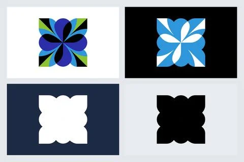 Modern Geometric Flower Logo Icon Set イラスト素材