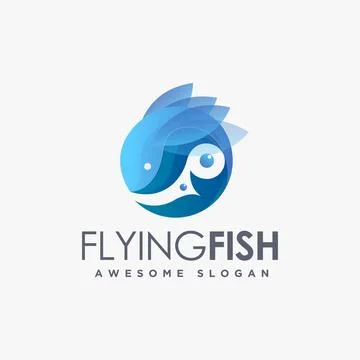 Modern geometric flying fish logo icon Stock Illustration