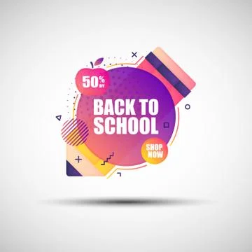 Modern geometric gradient Back to School sale banner Stock Illustration