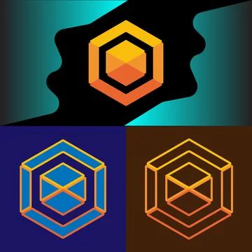 Modern Geometric Hexagon Logo Stock Illustration