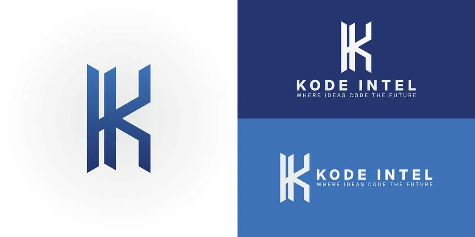 The modern geometric KI initial logo is ideal for software development company Stock Illustration
