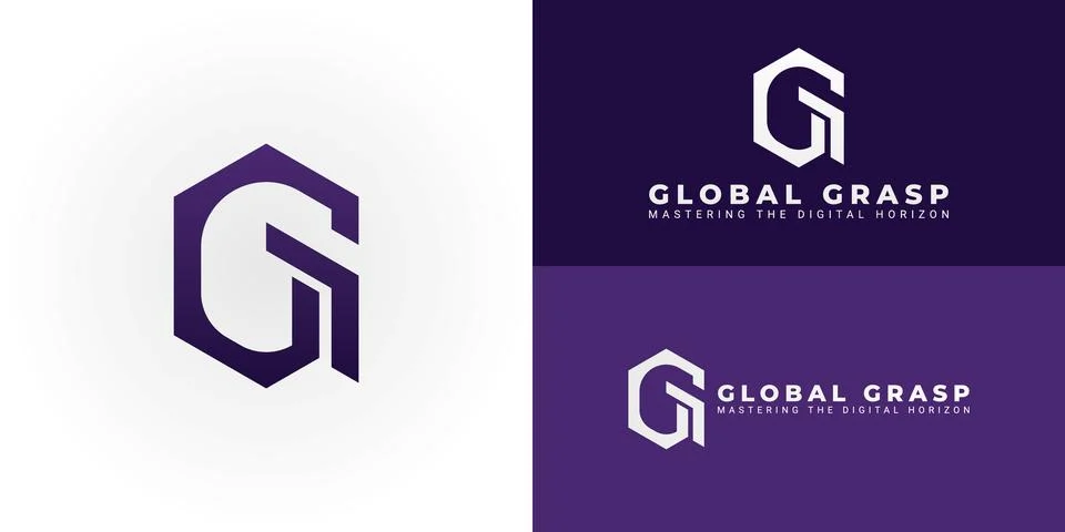 Modern geometric logo featuring interlocking GG initials within a hexagon Stock Illustration