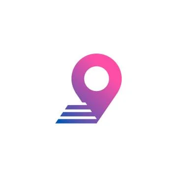 Modern geometric logo of a moving map pin pointer Stock Illustration